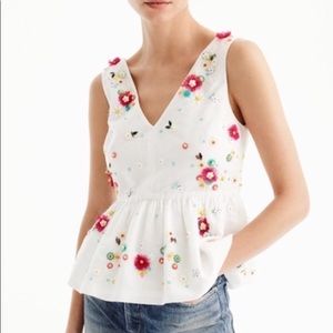 JCrew hand embellished floral top
